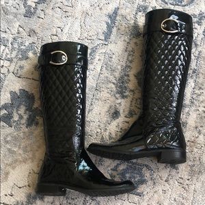 Stuart Weitzman black patent leather boots